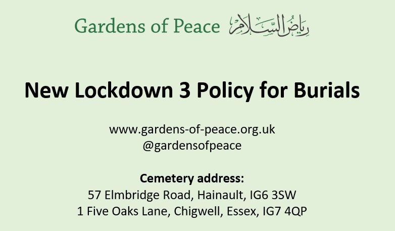 Lockdown3 Restrictions at Garden of Peace Cemetry
